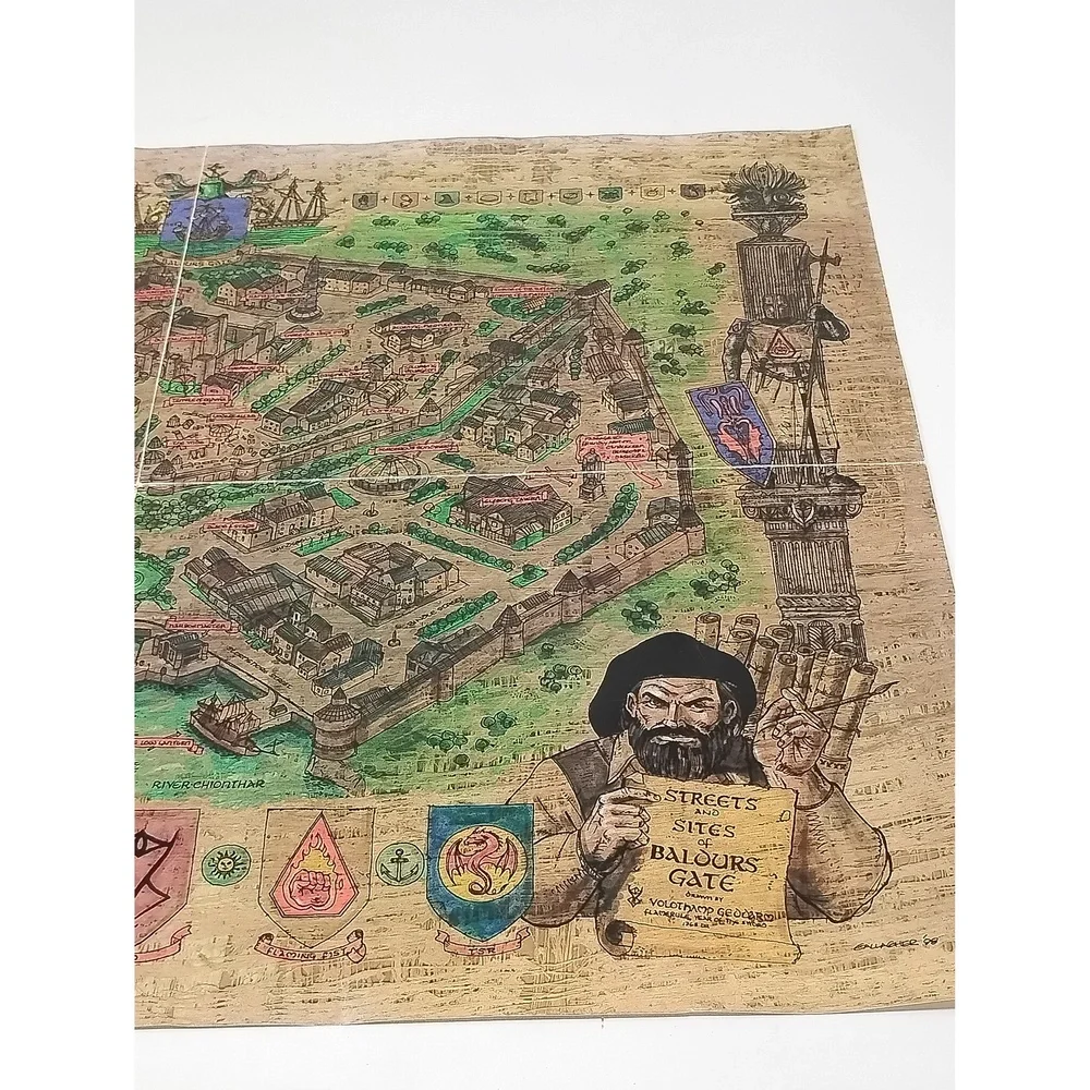Vintage Baldur's Gate 1998 PC Game Map MC-INS-625-0 Sword Coast Map Poster 1998
